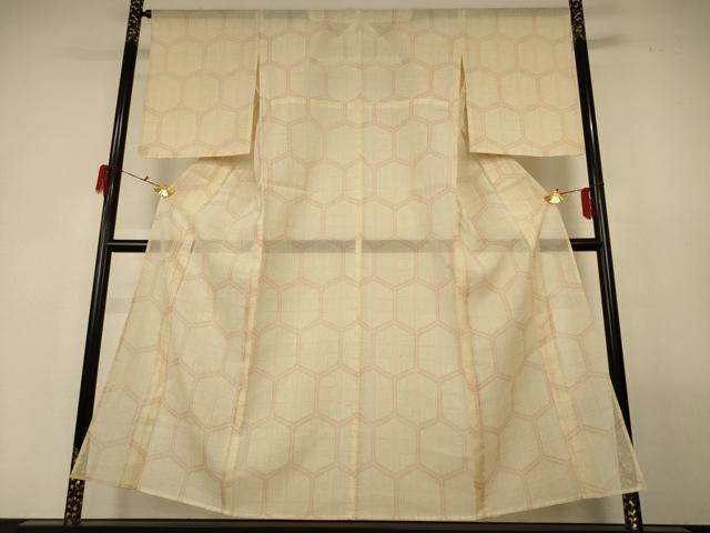 平和屋着物＊夏物 紗紬 亀甲文 正絹 逸品 AABG3904jd