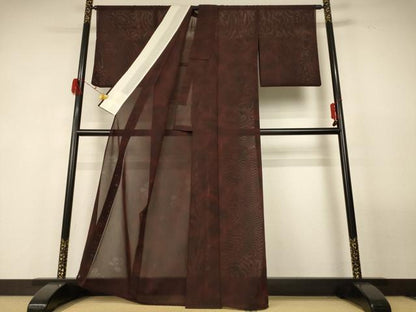 平和屋着物＊夏物 小紋 紗 舞花文 正絹 逸品 AABG3905jd