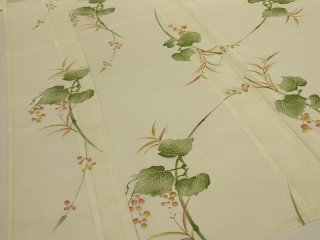 平和屋着物＊夏物 小紋 絽 蔦の葉文 洗える着物 AABG3911jd