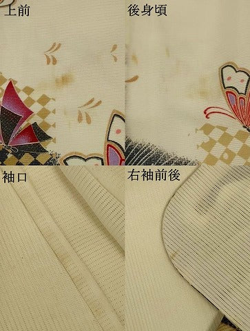 平和屋着物＊夏物　訪問着　絽　舞蝶文　銀彩　洗える着物　AABG3913jd