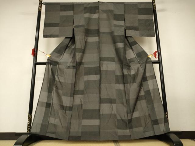 平和屋着物＊夏物 紗紬 横段文 正絹 逸品 未使用 AABG3914jd