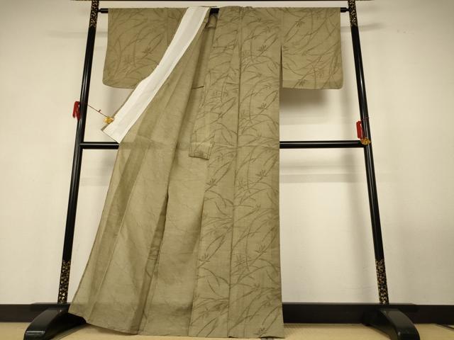 平和屋着物＊夏物　小紋　紗　草葉文　AABG3915jd