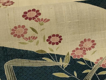 平和屋着物＊夏物 訪問着 生紬 流水草花文 正絹 逸品 AABG3916jd