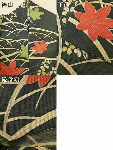 平和屋着物＊夏物 小紋 絽 楓文 正絹 逸品 AABG3918jd