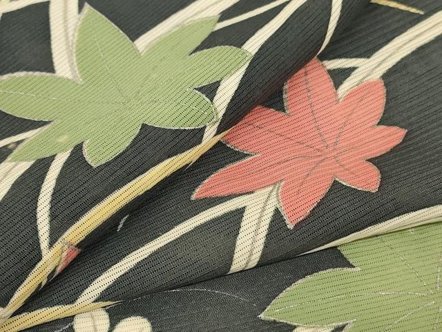 平和屋着物＊夏物 小紋 絽 楓文 正絹 逸品 AABG3918jd