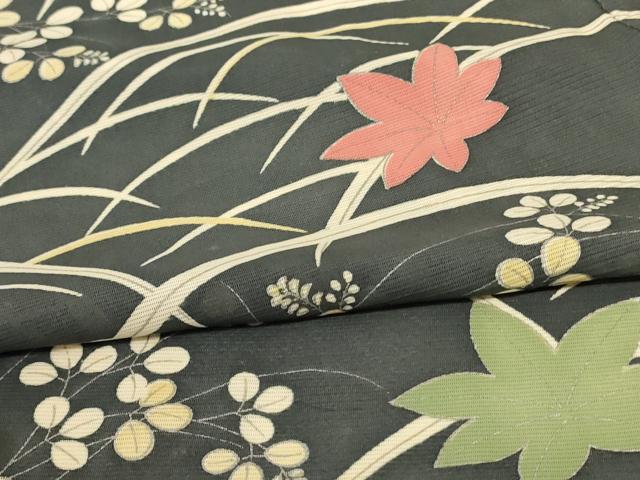 平和屋着物＊夏物 小紋 絽 楓文 正絹 逸品 AABG3918jd