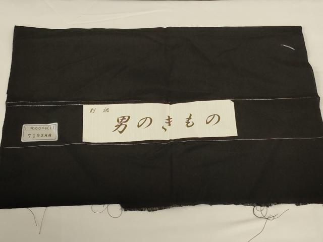 平和屋着物＊夏物　男性　色無地　絽　黒色　反端付き　正絹　逸品　AABG3929jd