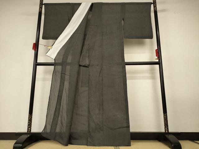 平和屋着物＊夏物 小千谷ちぢみ 格子 麻 逸品 AABG3935jd