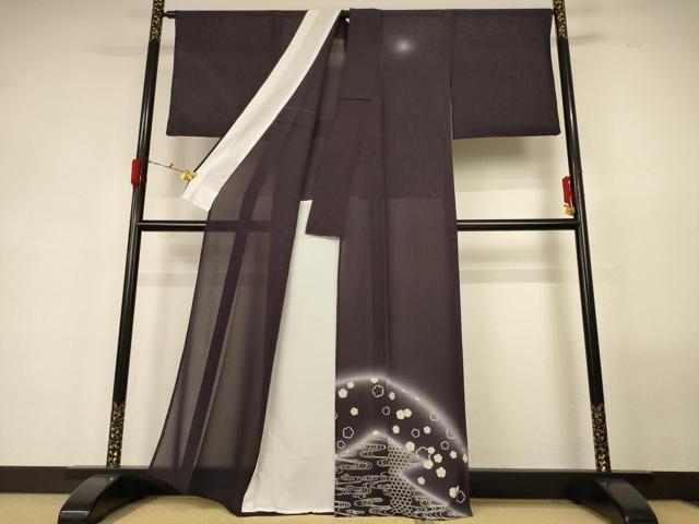 平和屋着物＊夏物　訪問着　紗　雪輪文　暈し染め　正絹　逸品　AABG3936jd