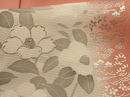 平和屋着物＊夏物 訪問着 絽 色紙草花文 暈し染め 銀彩 正絹 逸品 未使用 AABG3947jd