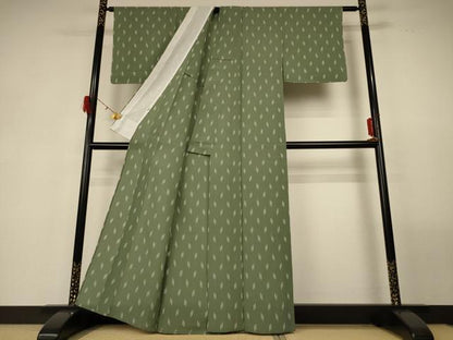 平和屋着物＊夏物 明石ちぢみ 絣柄 正絹 逸品 AABG3953jd