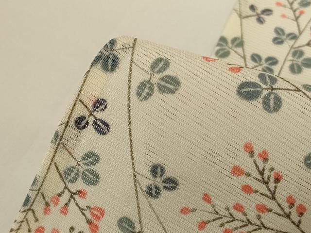 平和屋着物＊夏物 小紋 絽 草花文 反端付き 正絹 逸品 AABG3956jd