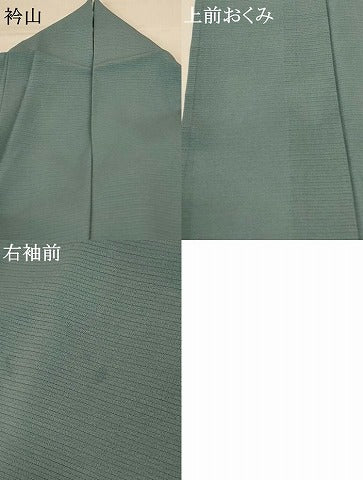 平和屋着物＊夏物 色無地 絽縮緬 青磁鼠色 正絹 逸品 AABG3962jd