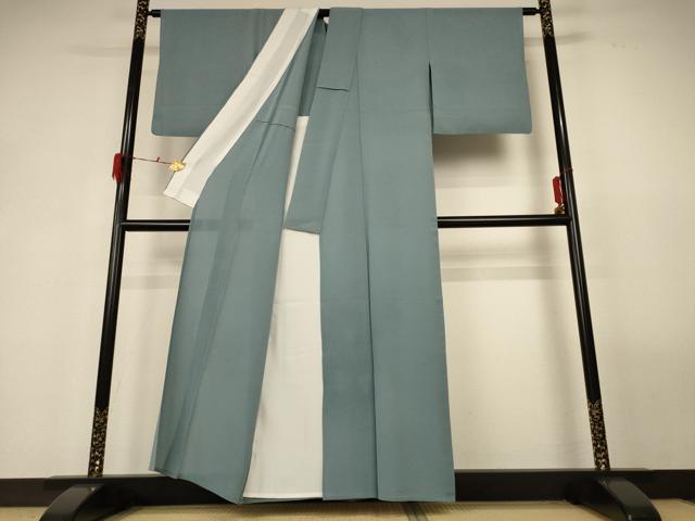 平和屋着物＊夏物 色無地 絽縮緬 青磁鼠色 正絹 逸品 AABG3962jd