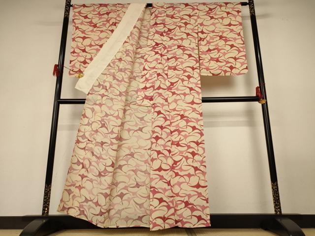 平和屋着物＊夏物 小紋 絽 舞鳥文 正絹 逸品 AABG3963jd