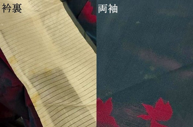 平和屋着物＊夏物 小紋 紗 草花文 正絹 逸品 AABG3965jd