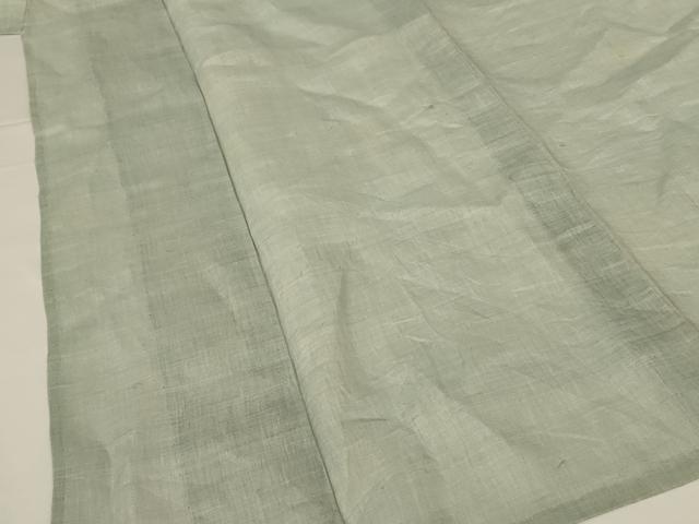 平和屋着物＊夏物 男性 色紋付 紗 白緑色 麻 逸品 AABG3967jd