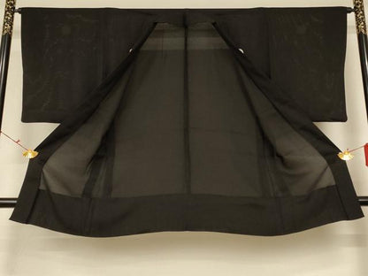 平和屋着物＊夏物　男性　黒紋付　羽織セット　絽　正絹　逸品　AABG3975jd