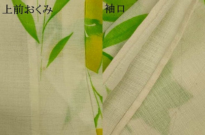 平和屋着物＊夏物 小紋 紗 草花文 洗える着物 AABG3981jd
