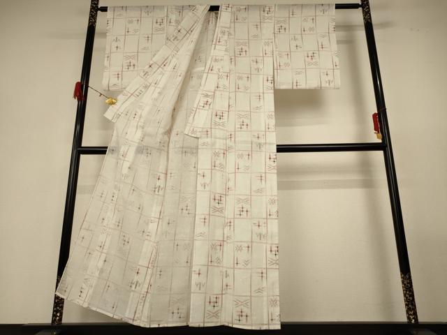平和屋着物＊夏物 小紋 紗 絣紋 洗える着物 AABG3984jd