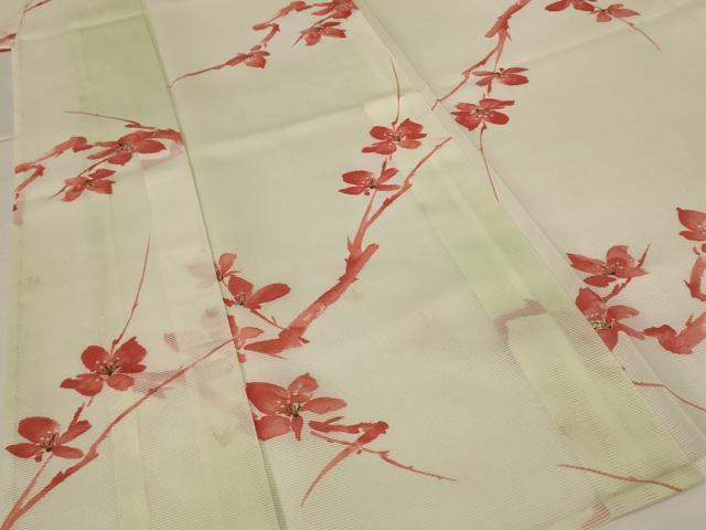 平和屋着物＊夏物 小紋 絽 枝花文 洗える着物 AABG3986jd