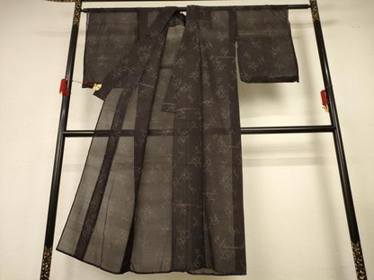 平和屋着物＊夏物 紬 紗紬 幾何学文様 正絹 逸品 AABG3994jd