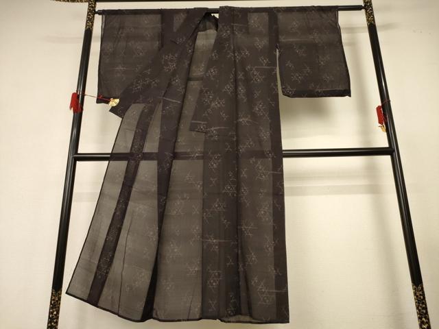 平和屋着物＊夏物 紬 紗紬 幾何学文様 正絹 逸品 AABG3994jd