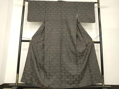 平和屋着物●本場大島紬　龍郷絣　秋名バラ　正絹　逸品　AABG4001ck