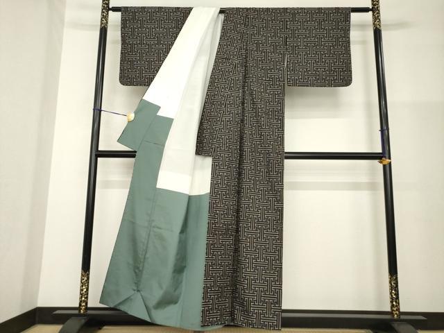 平和屋着物●本場大島紬　龍郷絣　秋名バラ　正絹　逸品　AABG4001ck