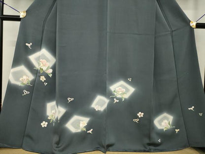 平和屋着物●京の名門　友禅　染の北川　訪問着　駒刺繍　舞花文　暈し染め　金彩　和木沢絹　反端付き　正絹　逸品　未使用　AABG4003ck