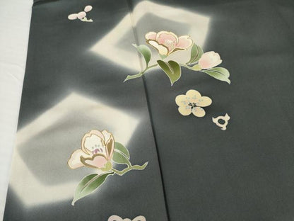 平和屋着物●京の名門　友禅　染の北川　訪問着　駒刺繍　舞花文　暈し染め　金彩　和木沢絹　反端付き　正絹　逸品　未使用　AABG4003ck