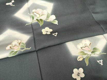 平和屋着物●京の名門　友禅　染の北川　訪問着　駒刺繍　舞花文　暈し染め　金彩　和木沢絹　反端付き　正絹　逸品　未使用　AABG4003ck