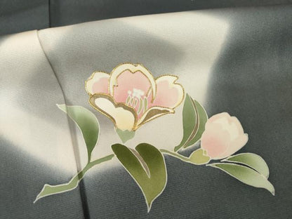 平和屋着物●京の名門　友禅　染の北川　訪問着　駒刺繍　舞花文　暈し染め　金彩　和木沢絹　反端付き　正絹　逸品　未使用　AABG4003ck