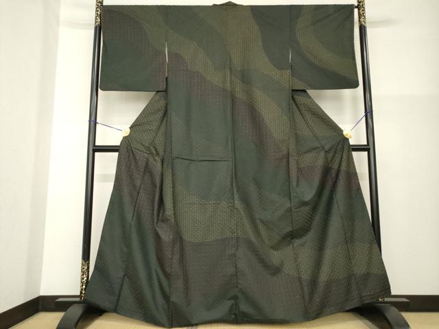 平和屋着物●訪問着　本場大島紬地　総刺繍　刺し子　七宝文　正絹　逸品　AABG4008ck