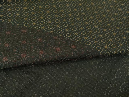 平和屋着物●訪問着　本場大島紬地　総刺繍　刺し子　七宝文　正絹　逸品　AABG4008ck