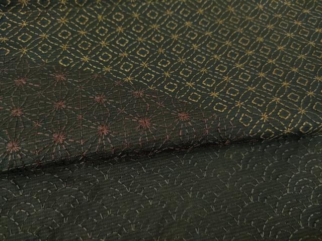 平和屋着物●訪問着　本場大島紬地　総刺繍　刺し子　七宝文　正絹　逸品　AABG4008ck