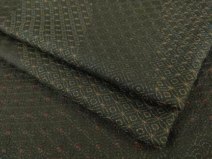 平和屋着物●訪問着　本場大島紬地　総刺繍　刺し子　七宝文　正絹　逸品　AABG4008ck