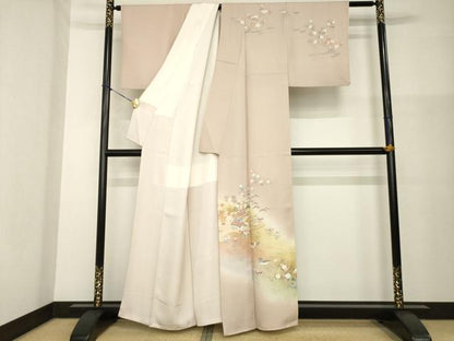平和屋着物●京友禅の第一人者　松井青々　訪問着　風景鴛鴦花文　暈し染め　金彩　正絹　逸品　AABG4009ck