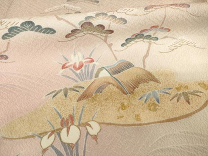 平和屋着物●京友禅の第一人者　松井青々　訪問着　風景鴛鴦花文　暈し染め　金彩　正絹　逸品　AABG4009ck