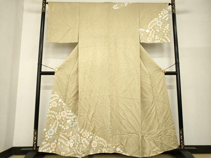 平和屋着物●訪問着　辻が花　絞り　舞花文　正絹　逸品　AABG4021ck