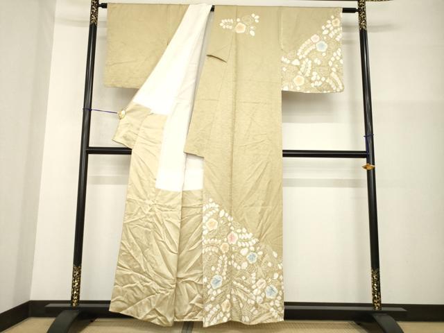 平和屋着物●訪問着　辻が花　絞り　舞花文　正絹　逸品　AABG4021ck
