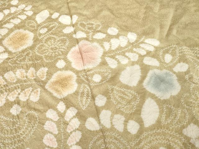 平和屋着物●訪問着　辻が花　絞り　舞花文　正絹　逸品　AABG4021ck