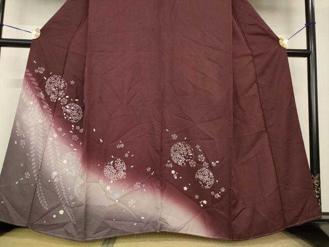 平和屋着物●訪問着　雪輪花文　暈し染め　銀彩　正絹　逸品　AABG4023ck