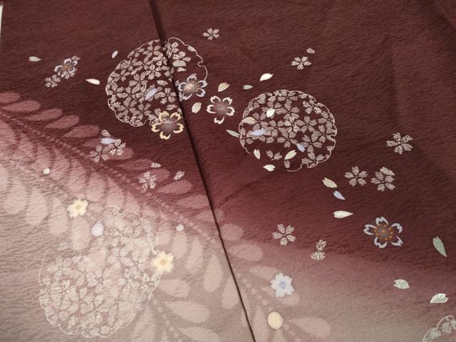 平和屋着物●訪問着　雪輪花文　暈し染め　銀彩　正絹　逸品　AABG4023ck