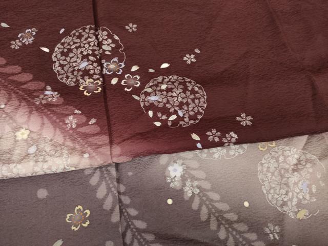 平和屋着物●訪問着　雪輪花文　暈し染め　銀彩　正絹　逸品　AABG4023ck