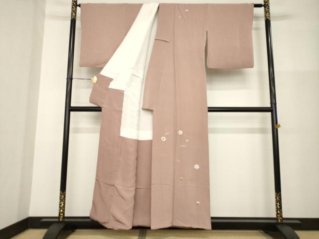 平和屋着物●訪問着　総駒刺繍　吹き寄せ文　金糸　鬼しぼ縮緬　正絹　逸品　AABG4025ck