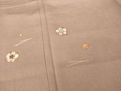 平和屋着物●訪問着　総駒刺繍　吹き寄せ文　金糸　鬼しぼ縮緬　正絹　逸品　AABG4025ck