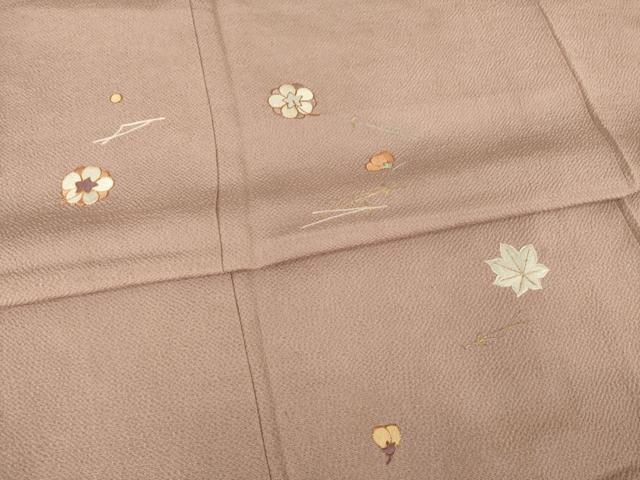 平和屋着物●訪問着　総駒刺繍　吹き寄せ文　金糸　鬼しぼ縮緬　正絹　逸品　AABG4025ck