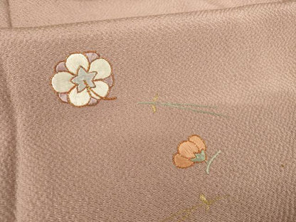 平和屋着物●訪問着　総駒刺繍　吹き寄せ文　金糸　鬼しぼ縮緬　正絹　逸品　AABG4025ck