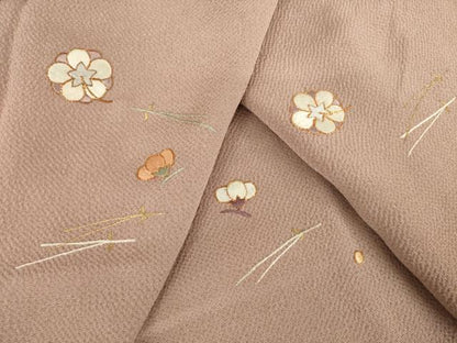 平和屋着物●訪問着　総駒刺繍　吹き寄せ文　金糸　鬼しぼ縮緬　正絹　逸品　AABG4025ck